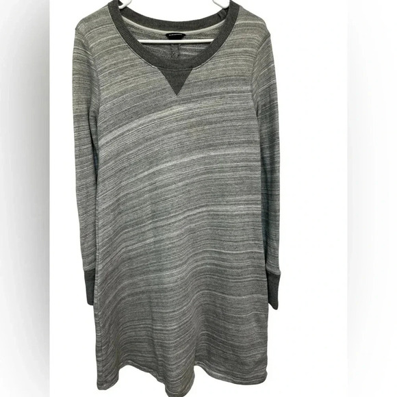Club Monaco Gray Long Sleeve Scoop Neck Striped sweatshirt dress - Picture 1 of 8